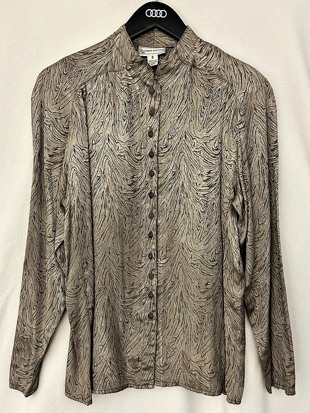 Evan-Picone Women's Liquid Gold Print Button Down Size 8